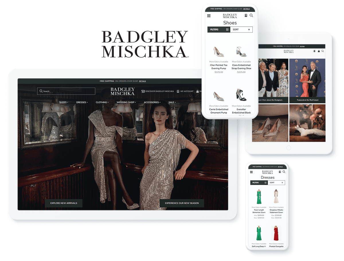 Badgley Mischka website on different devices