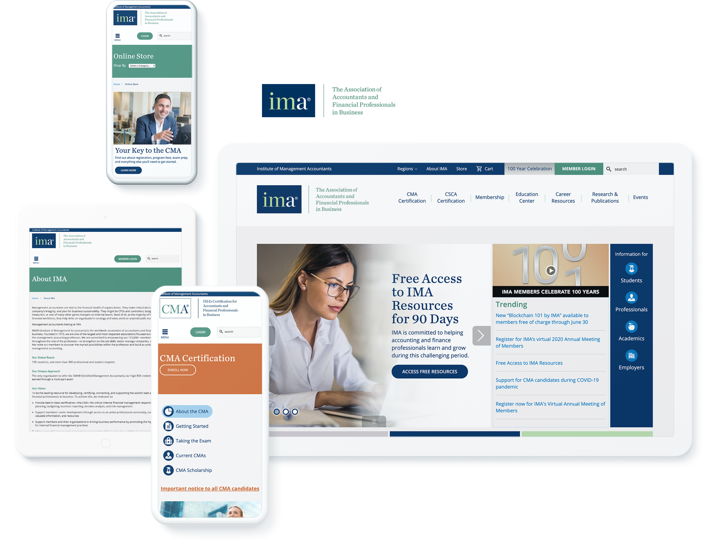 institute of management accountants sitecore website on different screens