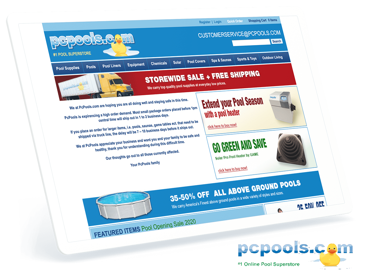 PC Pools website design and development
