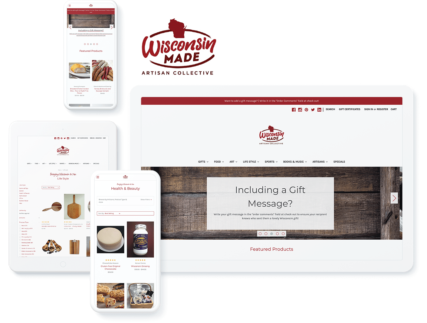 WisconsinMade BigCommerce website on different devices