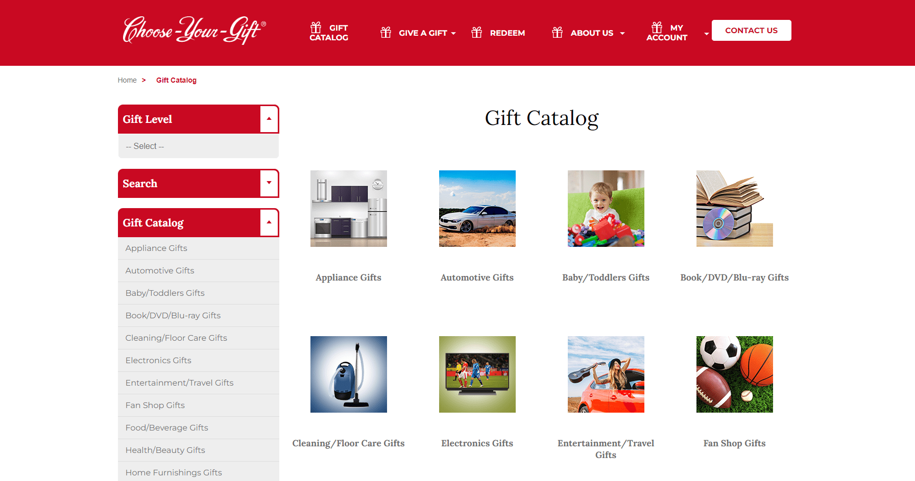 choose your gift website