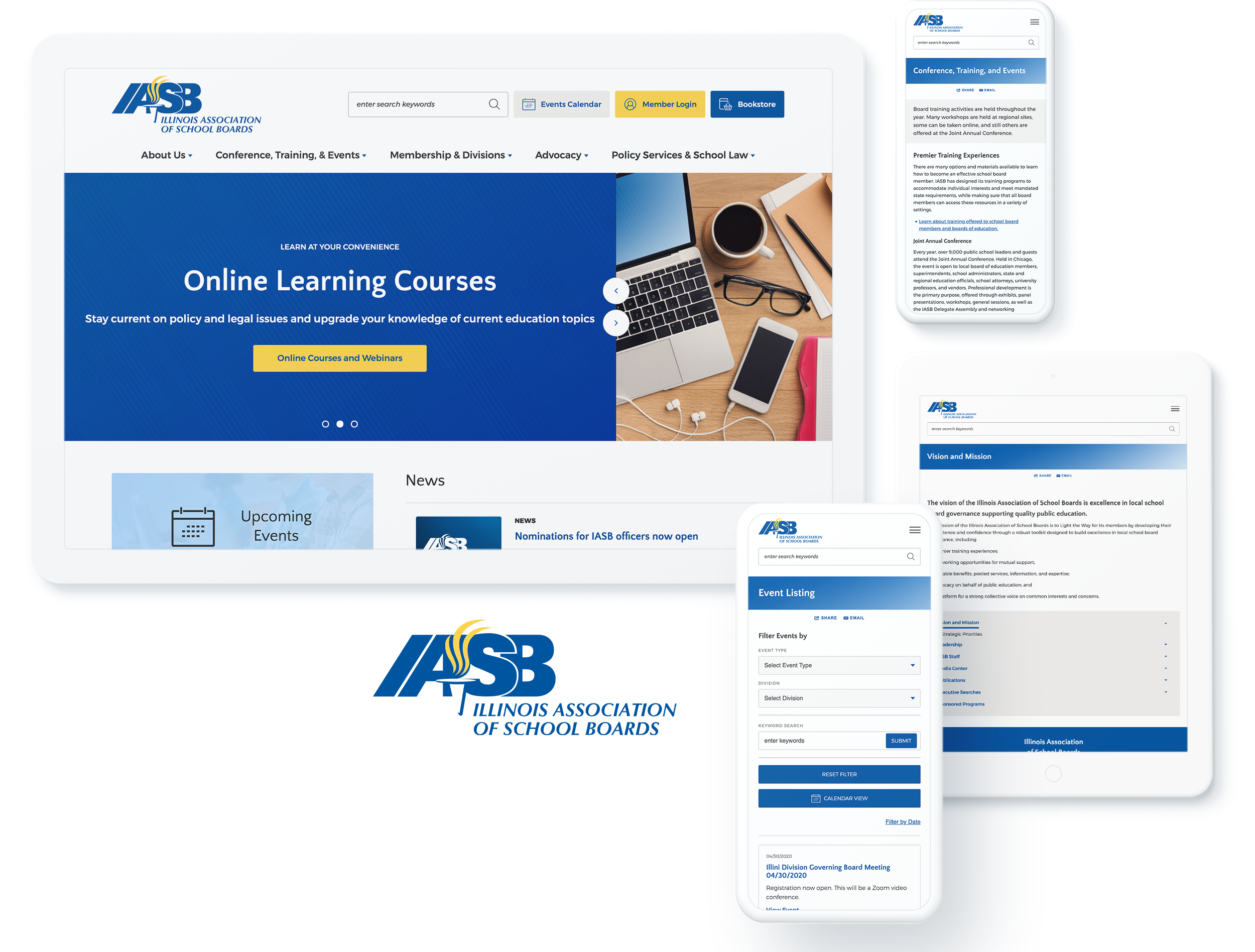 Screenshots of the IASB's Website Redesign on Kentico