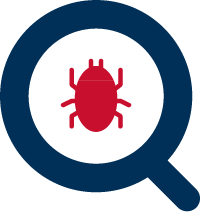 Resolve Errors & Bugs Icon Magnifying glass with bug