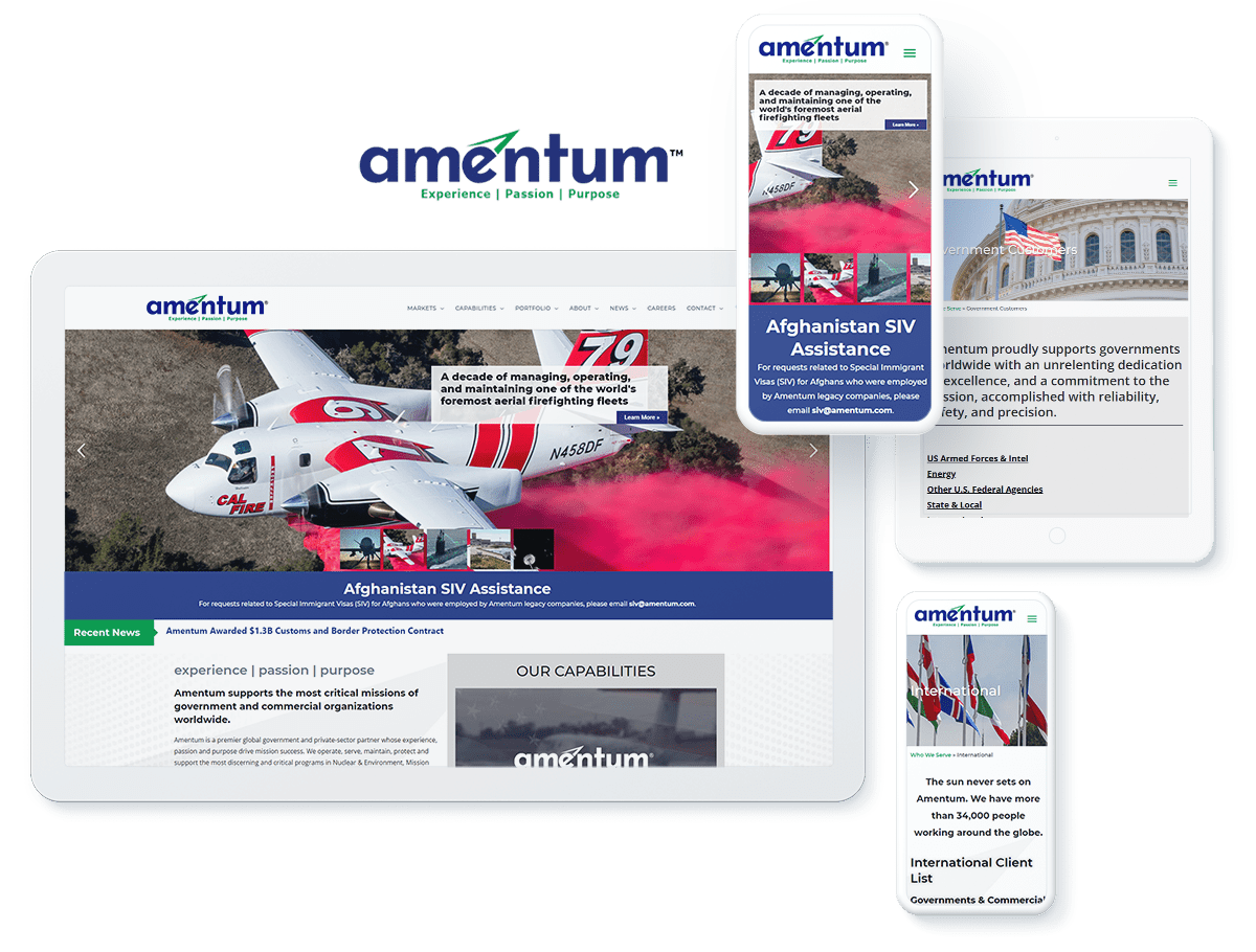 Amentum device imagery for website design and development