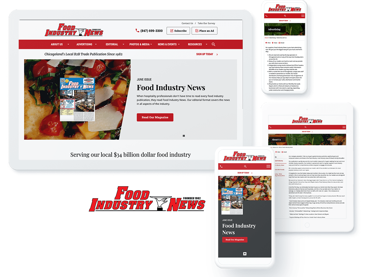 Food Industry News website design and development