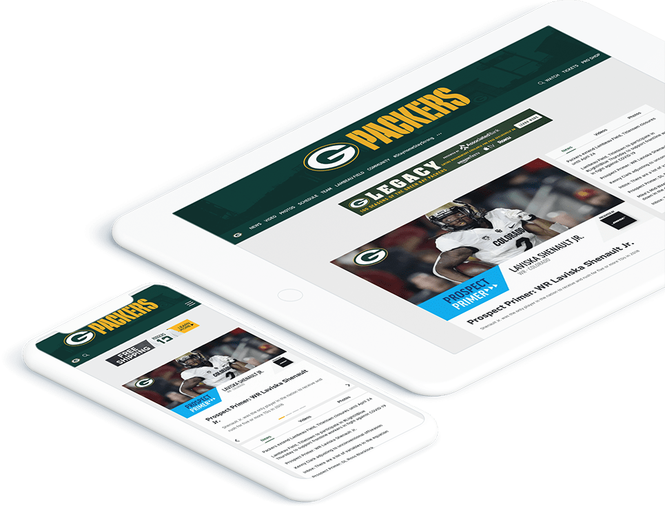 Green Bay Packers website design on Sitefinity