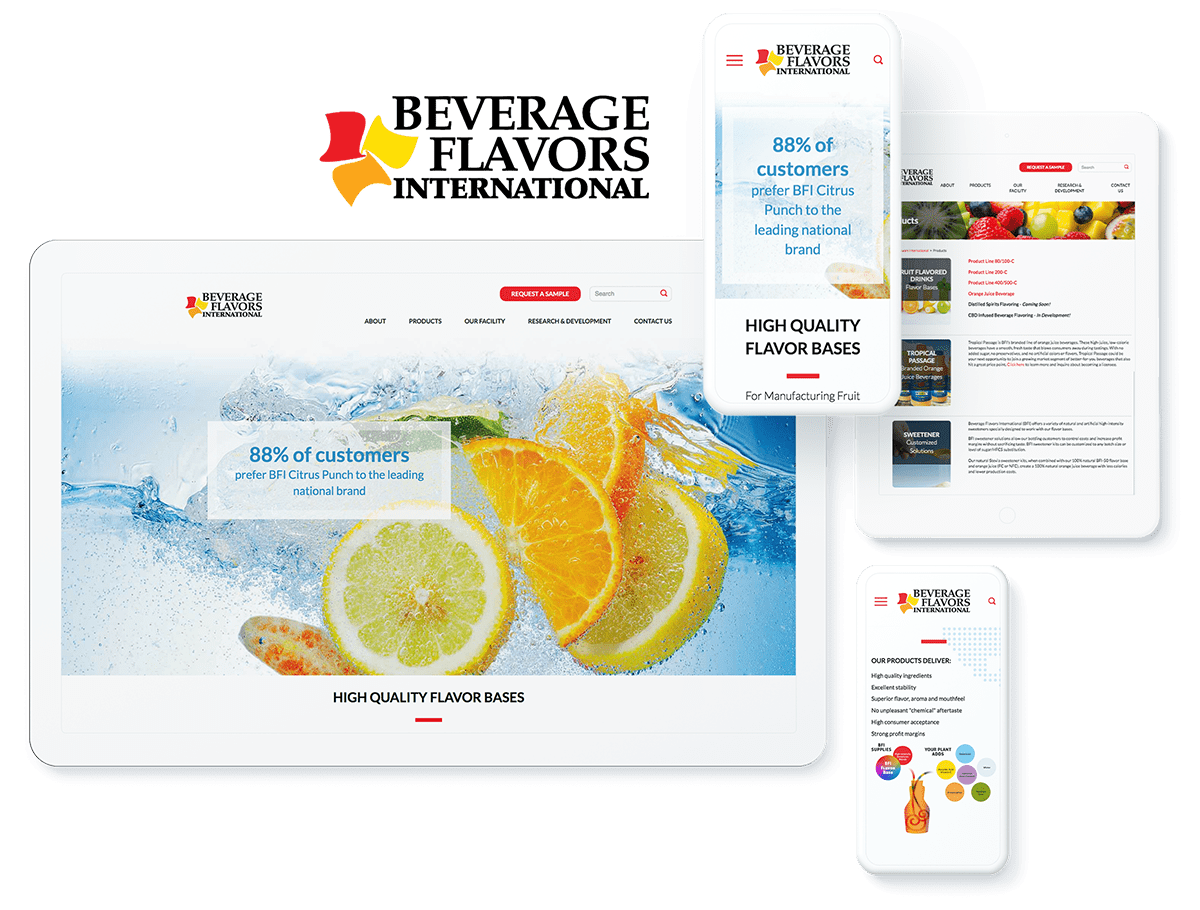 Beverage Flavors International web design on Sitefinity
