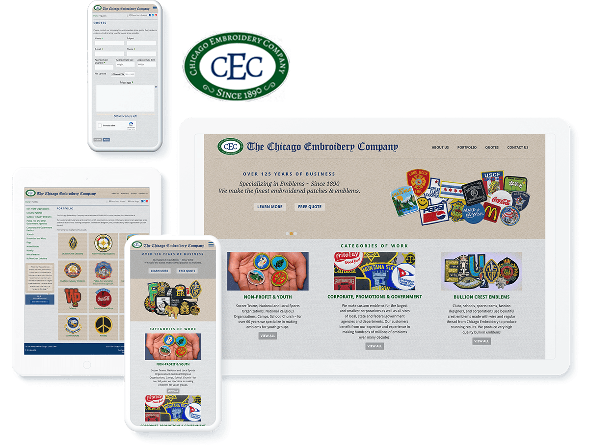 Chicago Embroidery Company Responsive Web Design
