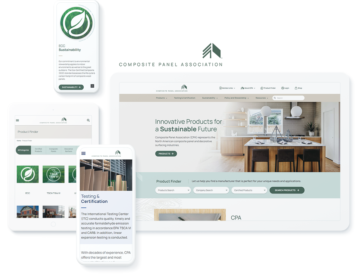 Composite panel website on devices