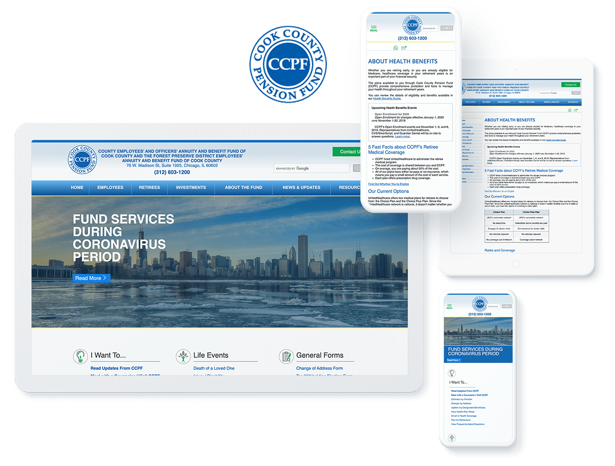 Cook County Pension Fund web design and development