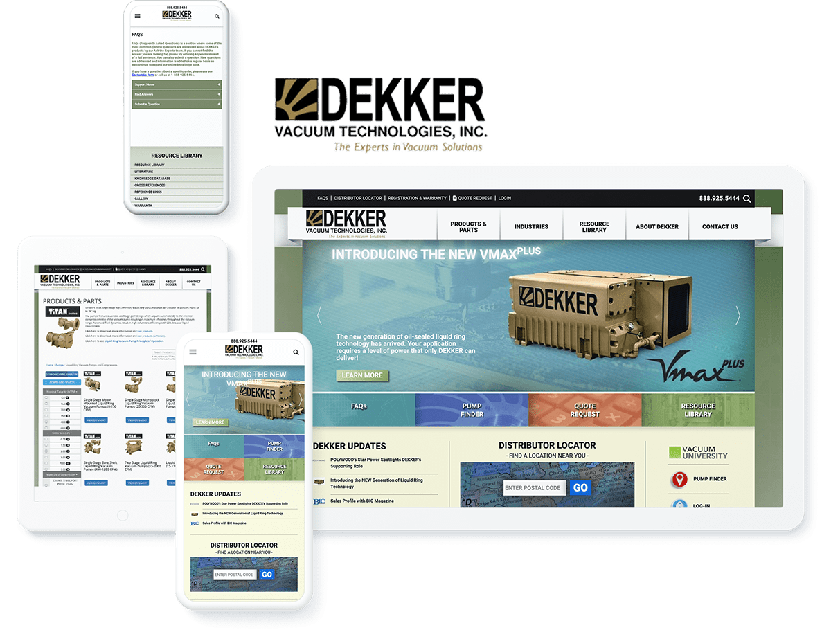 Dekker Vaccuum web design and development