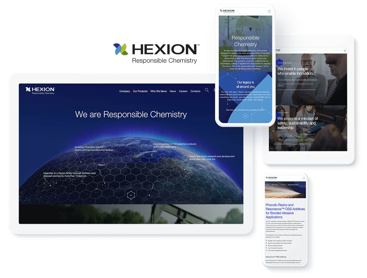 Hexion website design on Sitefinity