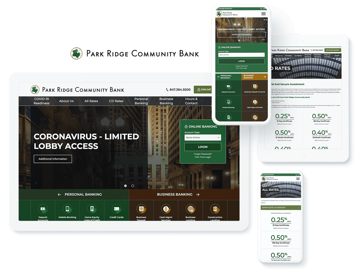 Park Ridge Community Bank website design and development