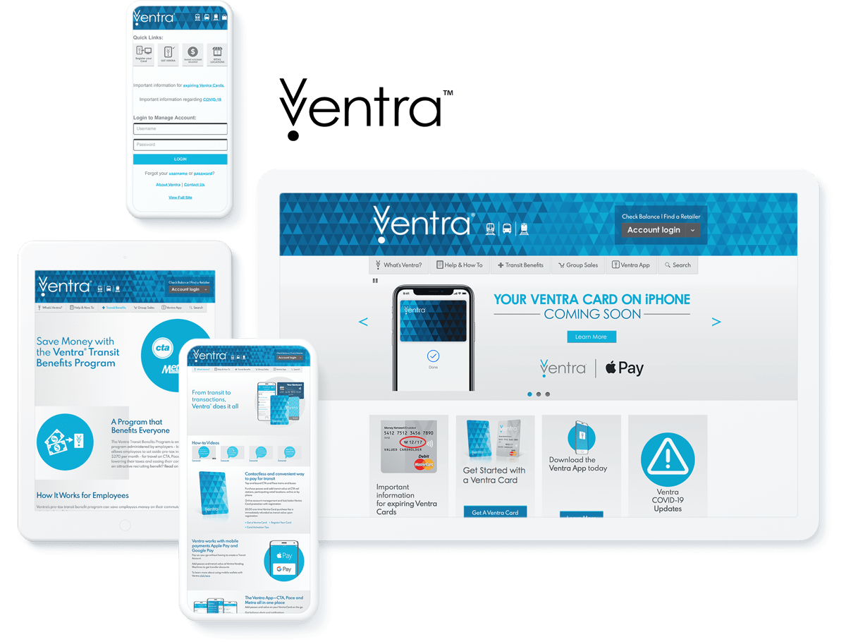 Ventra mobile app and website design