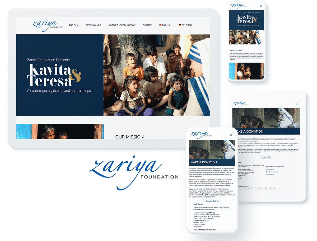 Zariya Foundation website design and development